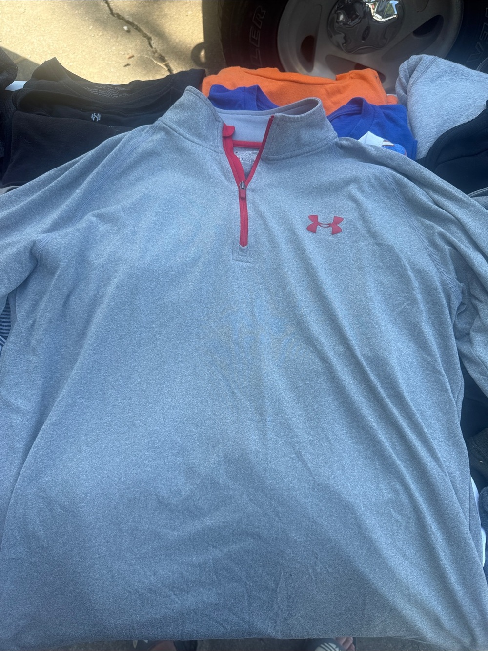 Under Armour Light Gray Quarter-Zip Pullover with Red Trim